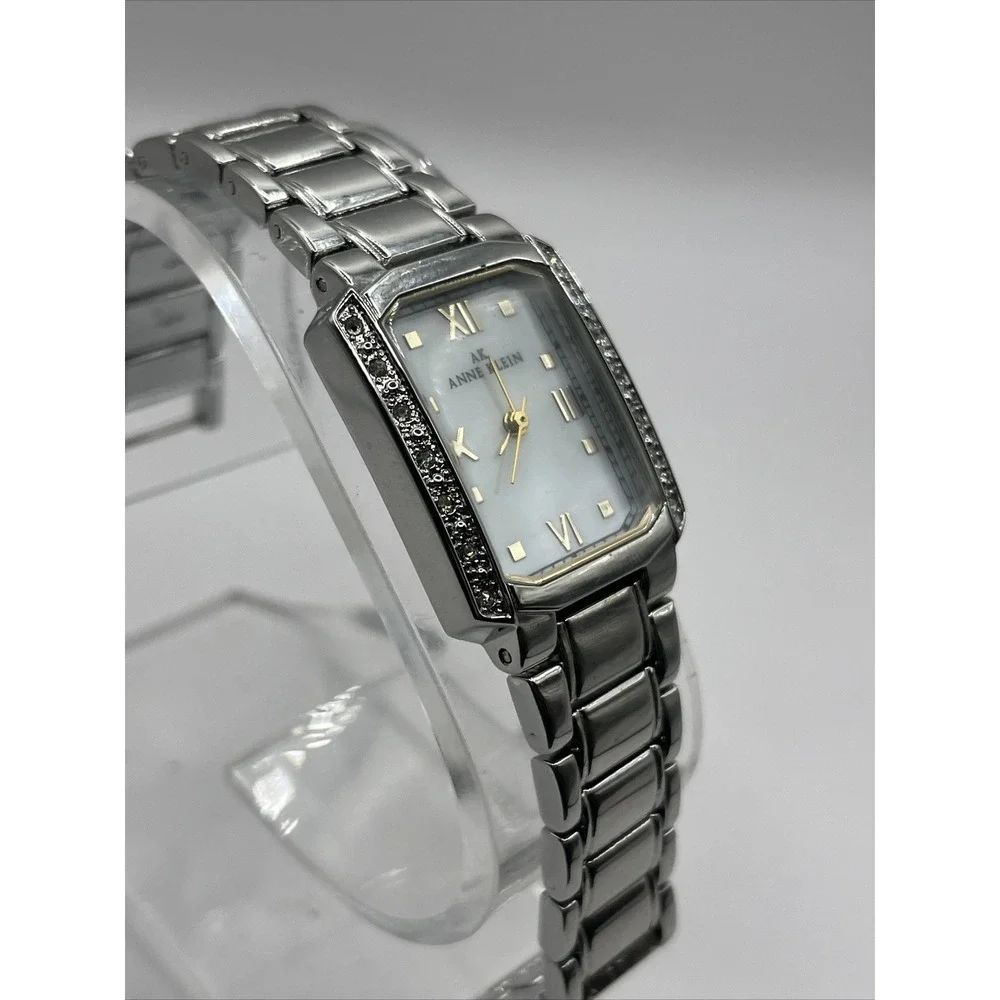 Anne Klein Women's MOP Dial Quartz Watch Swarovski Crystals 10/9609- New Battery